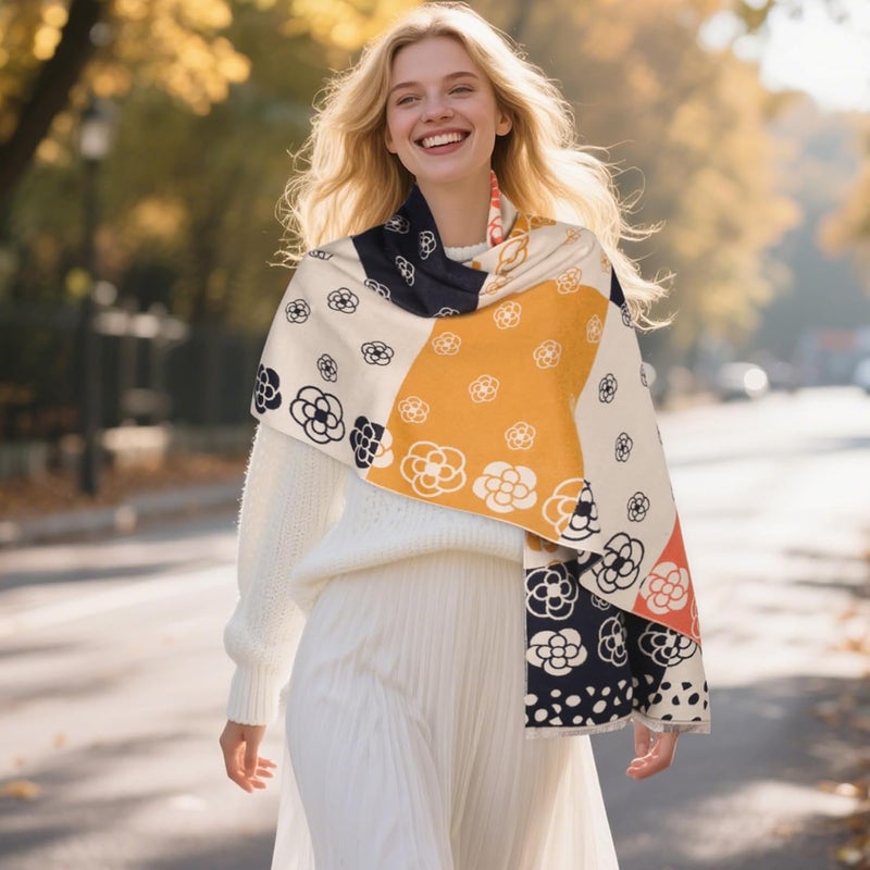 EXTREE Scarfs for Women Pashmina Silky Shawl Wrap for Evening Dressing Blanket Open Front Poncho Cape - Image 3